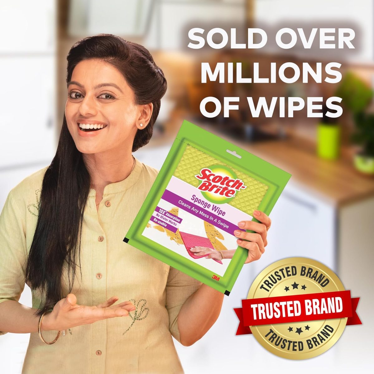 Scotch-Brite Multi-purpose , Easy to use kitchen cleaning Sponge Wipe (3 -Pieces) - Image 2