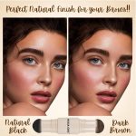 HUDA GIRL Dual Color 2in1 Hairline Powder & Eyebrow Filler for Women, Instant Hair Touch Up & Eyebrow Shaper Kit including Brow Stick Black & Brown with Razor, 2pcs Brush & 3 Brow Stencils - Image 4