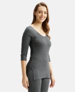 Jockey 2503 Women's Super Combed Cotton Rich Three Quarter Sleeve Slim Fit Thermal Top with Stay Warm Technology - Image 2