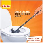 Gala Double Hockey Shape Toilet Cleaner Brush with Holder Stand, Toilet Cleaning Brush for Western and Indian Toilet, Bathroom Brush for Toilet Cleaning (Gray,Pack of 1) - Image 2