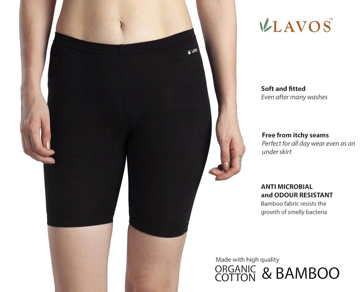 LAVOS Women Under Dress Sports Cycling Shorts, Bamboo Cotton Activewear Yoga Gym Workout Anti-Bacterial Uniform, Elastic Mid Waist Shorties Tights for Womens and Girls - Image 5