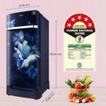 Samsung 189L 5 Star, Inverter, Direct-Cool Single Door Refrigerator (RR21C2H25UZ/HL,Midnight Blossom Blue) Base Stand Drawer - Image 4