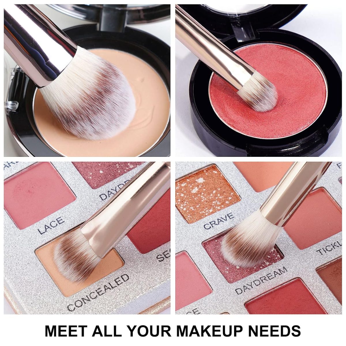 Maange 20 Pcs Professional Makeup Brushes Foundation Eyeshadow Blush Brush,Travel Kabuki Blending Concealers Face Powder Eye Make Up Brushes Set Kit (Champagne) - Image 4