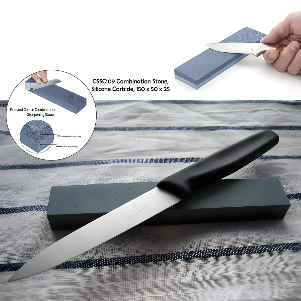 Oblivion Knife Sharpener Stone 1 Pc – Dual Grit Silicon Carbide Whetstone, Combination for Chisels, Knives, Cutting Tools, Ceramic and Metal Blades – Professional-Grade Carborundum Sharpening Block - Image 6