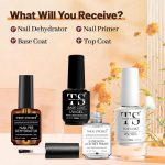 THR3E STROKES Nail Dehydrator and Primer with Gel Base & Top Coat Set, Acid Free Acrylic Nail Supplies Primer Glossy Gel Nail Polish Top Coat Starter Kit (MACHINES SE SIKHENGI)(UV LAMP REQUIRED) 15ML X 4 - Image 2