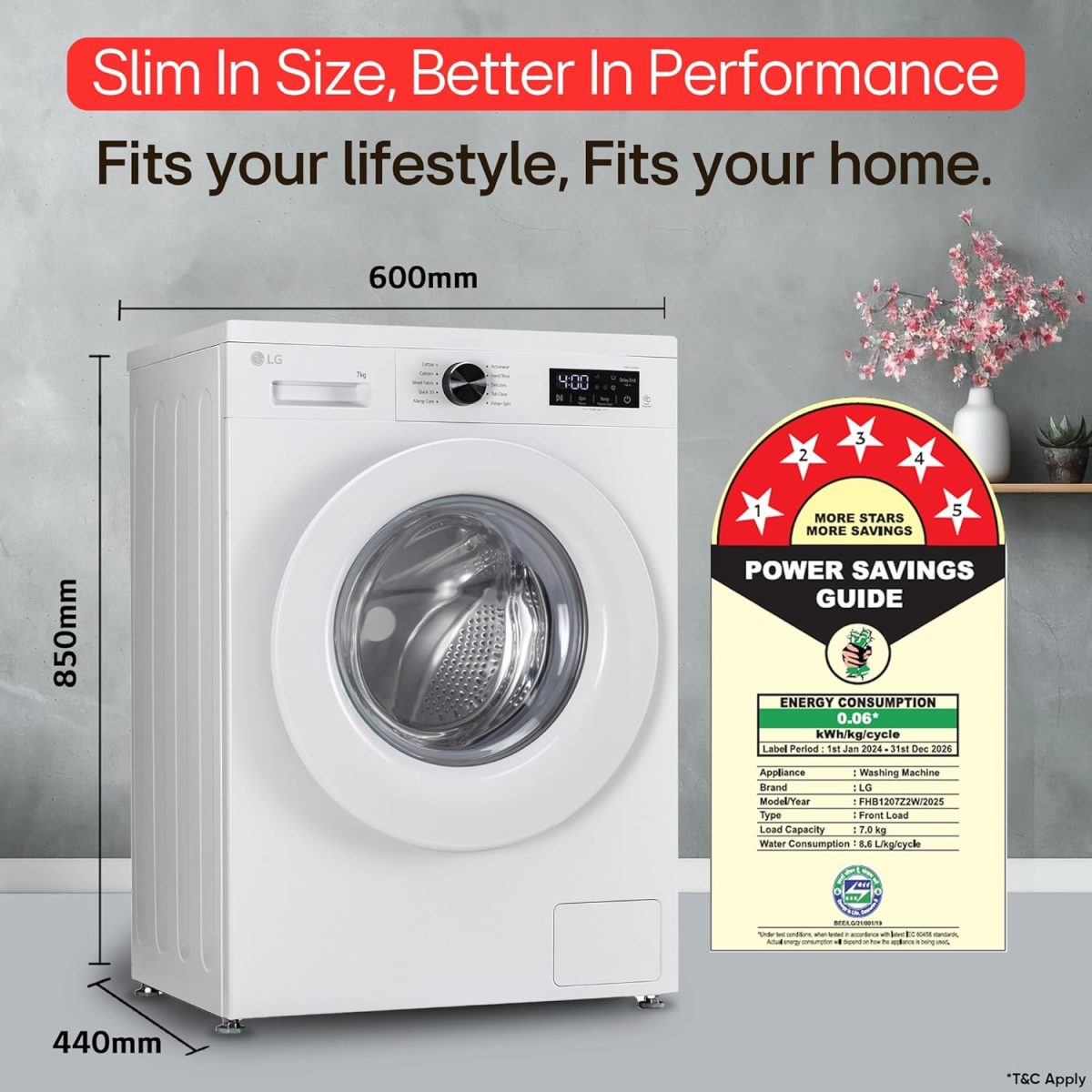 LG 7 Kg, 5 Star, Steam, Inverter Direct Drive Technology, 6 Motion DD, Fully-Automatic Front Load Washing Machine (FHB1207Z2W, Remove Allergens & Tough Stain, In-Built Heater, Essence White) - Image 5