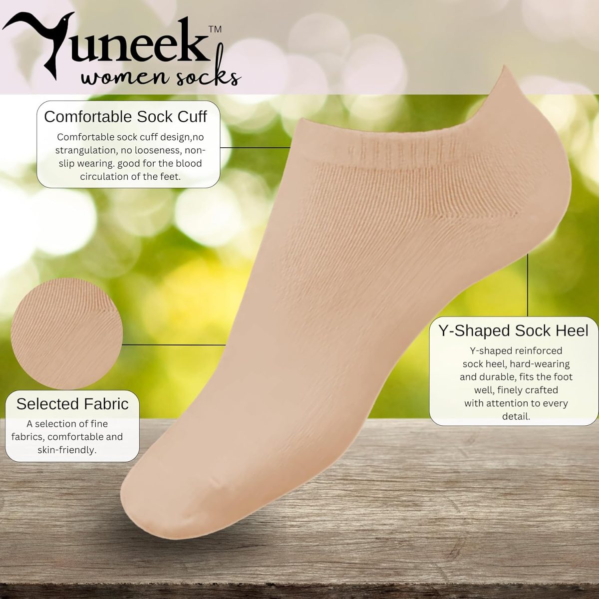 Yuneek Women's Ankle Length Low Cut Cotton Socks Pack Of 3 - Image 2