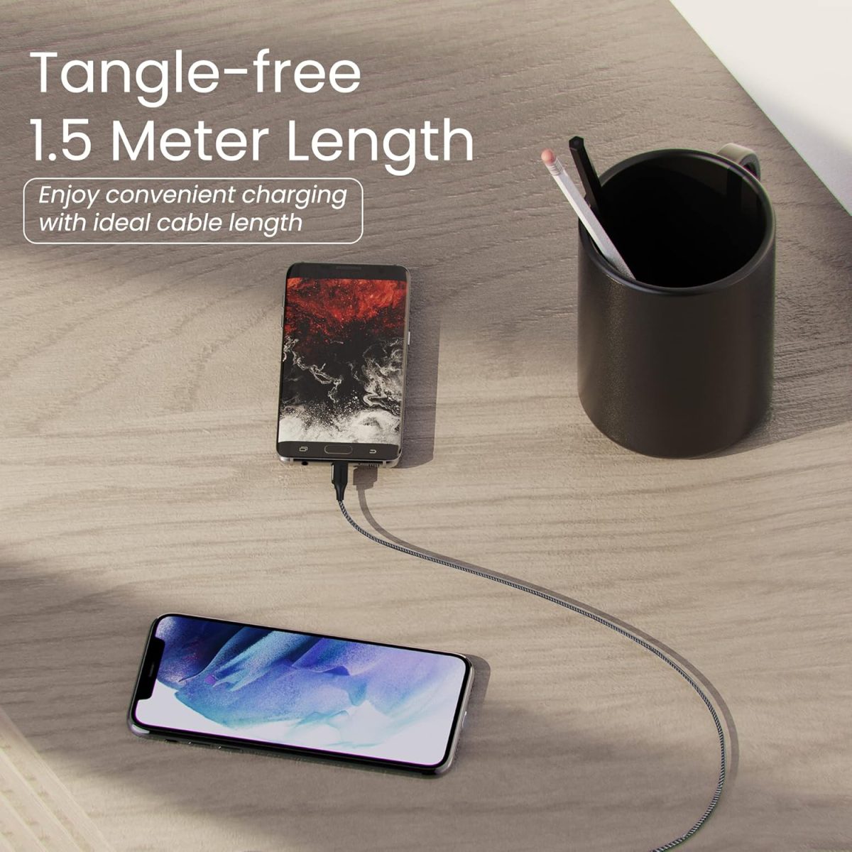 Ambrane Unbreakable 60W / 3A Fast Charging 1.5m Braided Micro USB Cable for Smartphones, Tablets, Laptops & Other Micro USB Devices, 480Mbps Data Sync, Quick Charge 3.0 (RCM15, Black) - Image 6