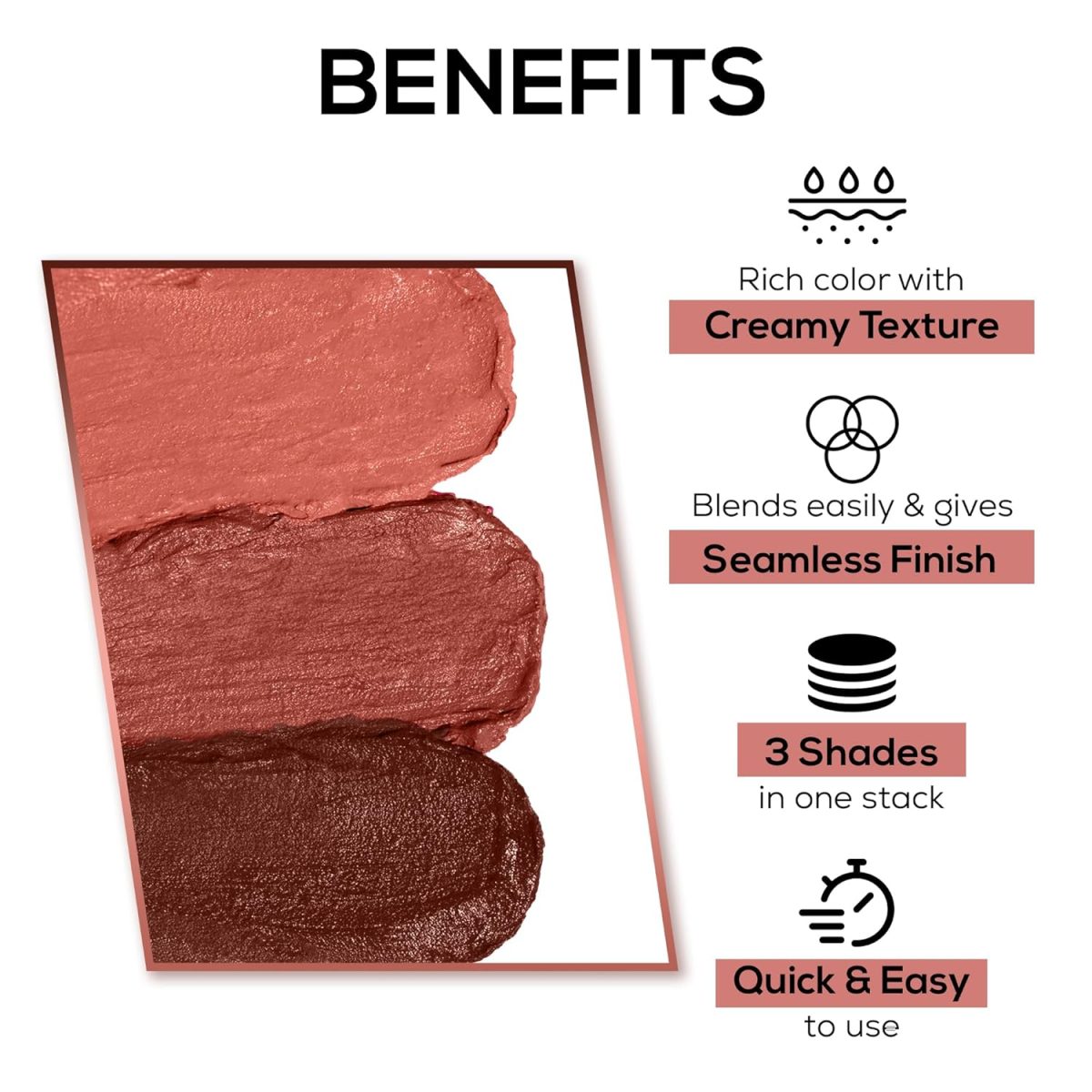 RENEE Glam Stack 3-In-1 Lip & Cheek Tint - Nude 4.5gm - 3 Shades in 1, Rich Creamy Natural Seamless Finish, Smooth & Blendable Formula- Travel Friendly, Quick & Easy to Use - Image 2