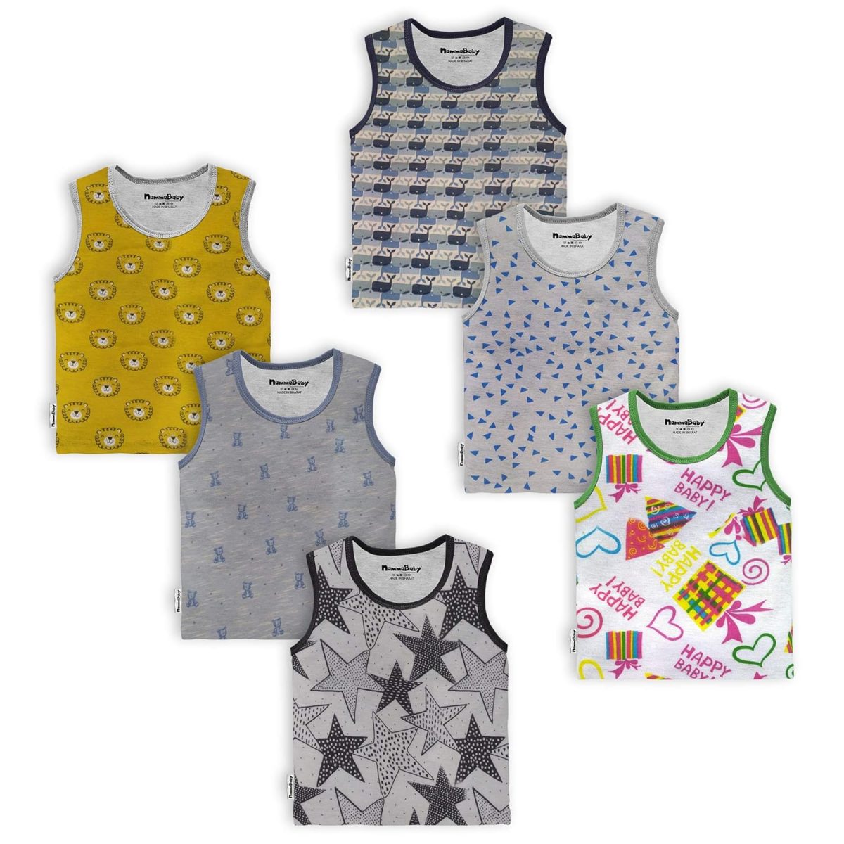 Tinchuk Printed Summer Cotton Sleeveless Boys Tshirt -Mix - Image 4