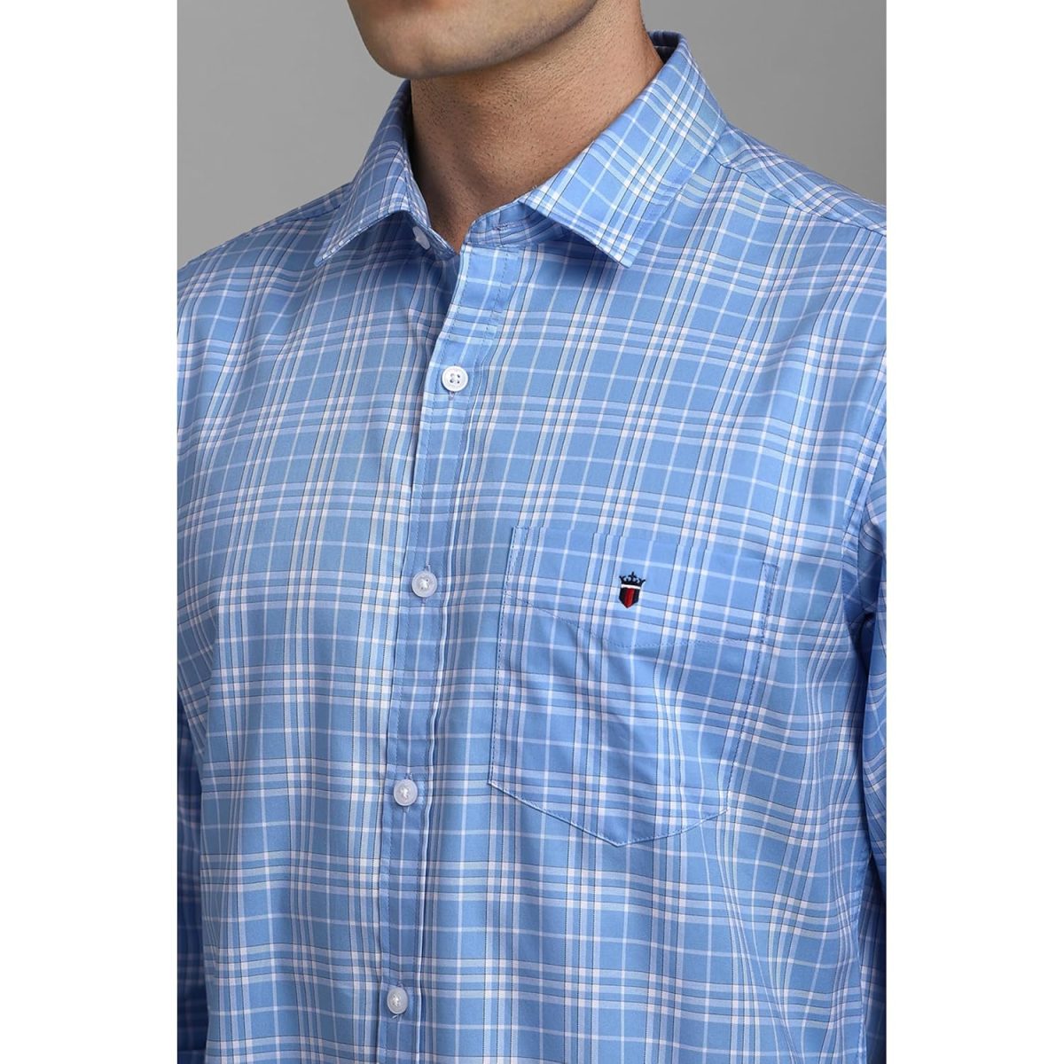 Louis Philippe Men's Premium Cotton Silk Touch Slim fit Checks Casual Shirt with Natural Stretch - Image 4