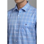 Louis Philippe Men's Premium Cotton Silk Touch Slim fit Checks Casual Shirt with Natural Stretch - Image 4