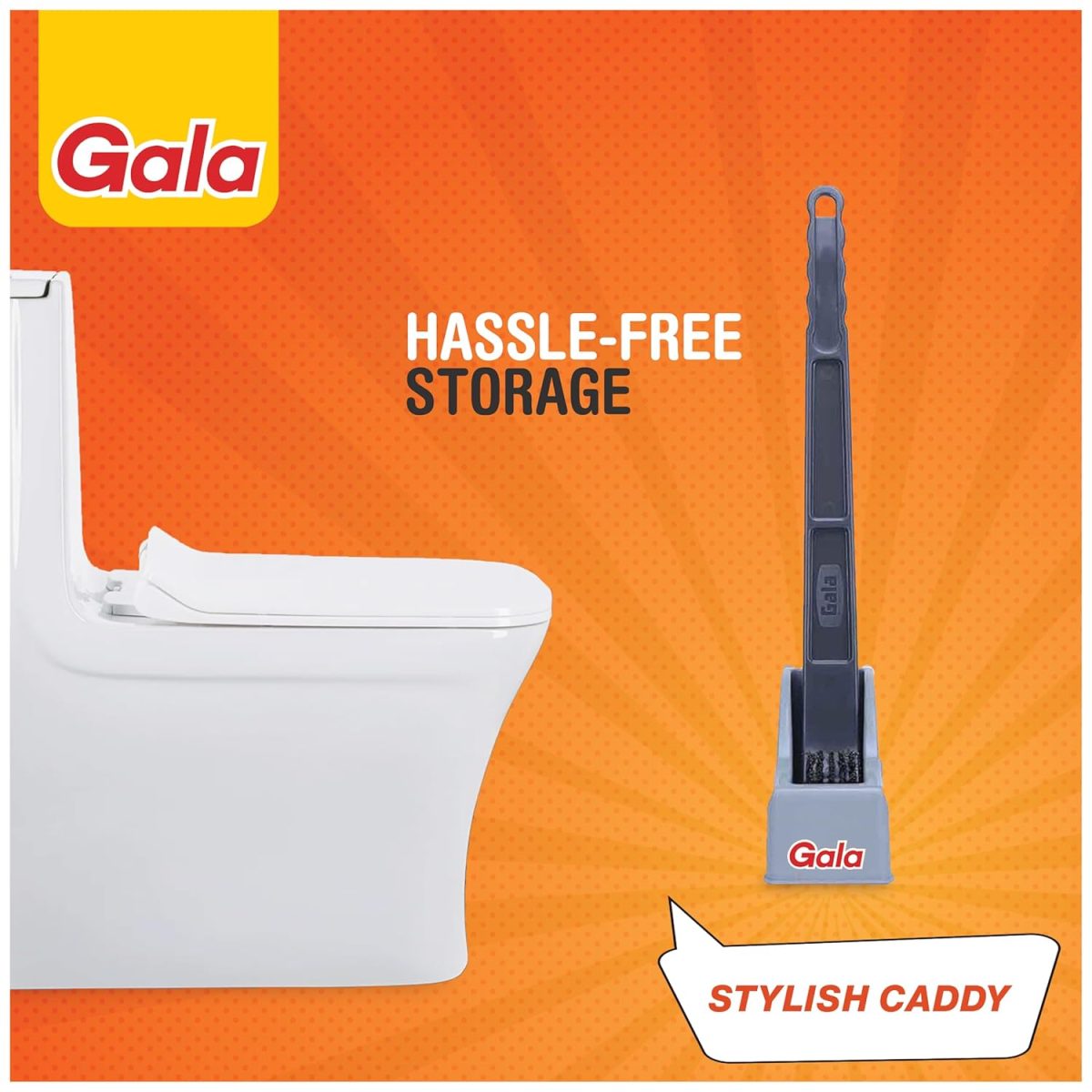Gala Double Hockey Shape Toilet Cleaner Brush with Holder Stand, Toilet Cleaning Brush for Western and Indian Toilet, Bathroom Brush for Toilet Cleaning (Gray,Pack of 1) - Image 3