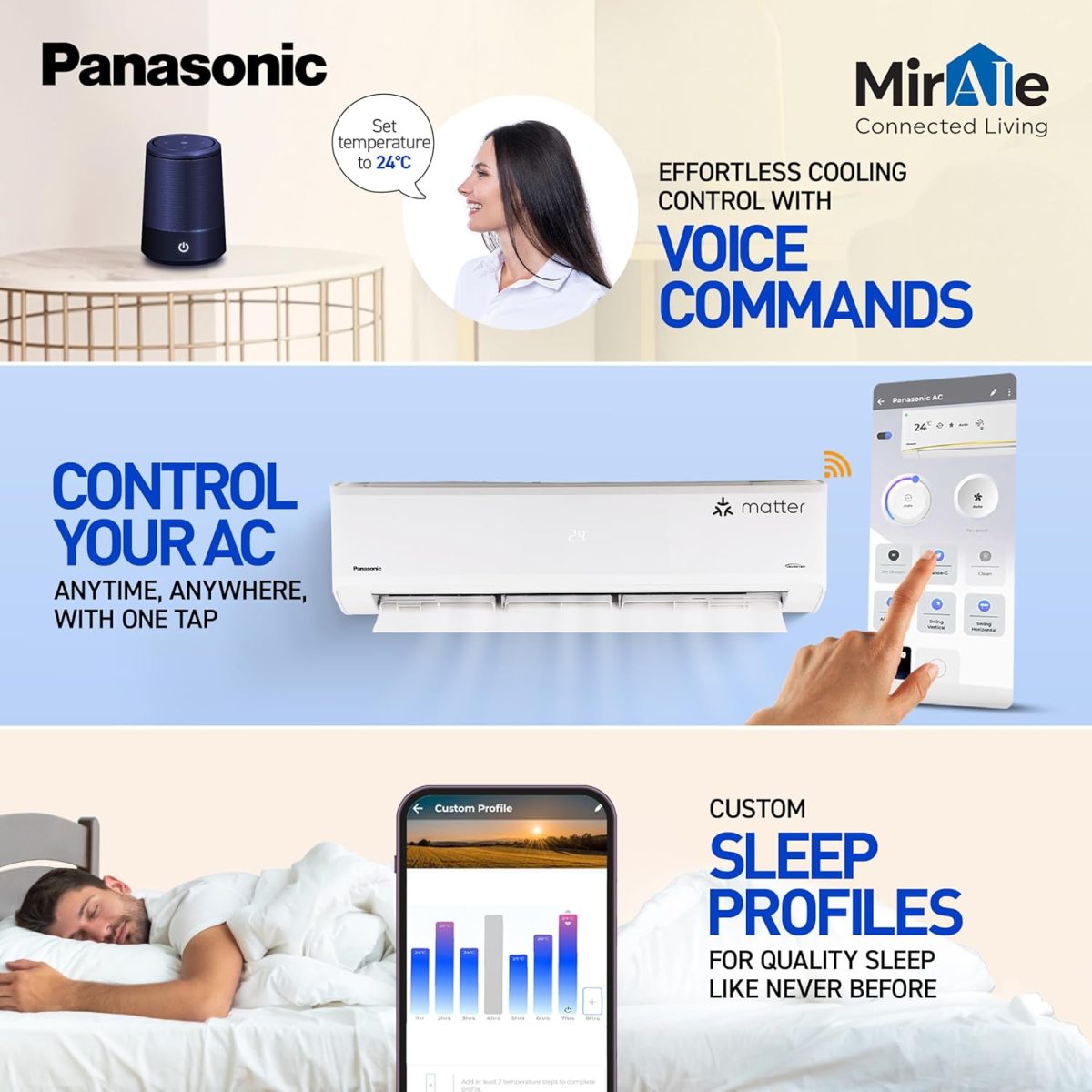 Panasonic 2.0 Ton 5 Star Premium Wi-Fi Inverter Smart Split AC (Matter Enabled, Higher Airflow, Copper Condenser, 7in1 Convertible, True AI, 4-Way, PM 0.1 Filter, CS/CU-NU24AKY5W, White) - Image 5