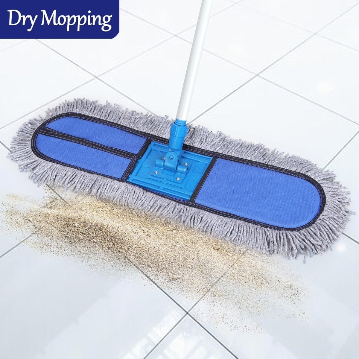 Livronic Plastic Wet And Dry Cotton Pad Floor Mop 67X14X5 (18-Inch Head) With 4 Feet Telescopic Handle Floor Cleaning Mop|Home|Office|Hotels|Hospitals (Set Of 1) (18 Inch Full Set With 1 Extra Pad.) - Image 7