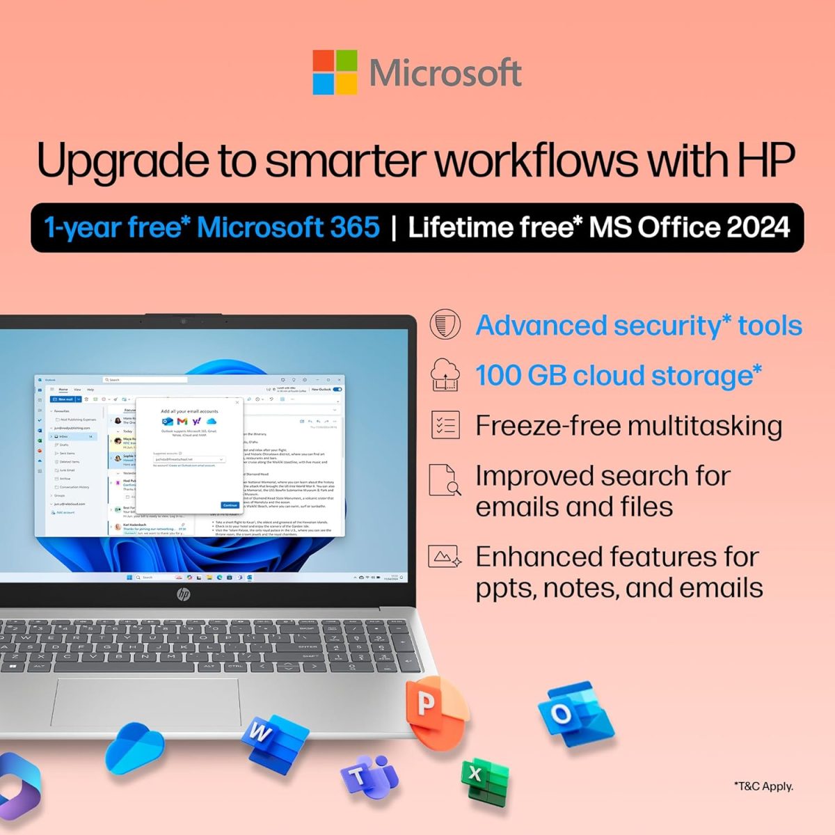 HP 15, 13th Gen Intel Core i5-1334U Laptop (16GB DDR4,1TB SSD) Anti-Glare, Micro-Edge,15.6''/39.6cm, FHD, Win11, M365 Basic(1yr),Office Home24, Silver,1.59kg, Iris Xe, FHD Camera w/Shutter, FD0552TU - Image 9