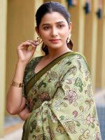 Satrani Women's Dola Silk Printed Weaving Border Saree with Unstitched Blouse Piece - Image 4