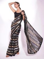 Pandadi Saree Women's Georgette Embroidery Sequance Work Saree With UnstitChed Blouse Piece - Image 4