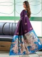 SWARON Women's Banarasi Jacquard Kanjivaram Silk Saree with Unstitched Blouse Piece - Image 4