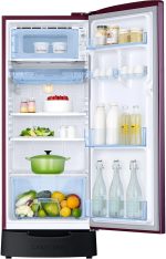 Samsung 183 L, 5 Star, Digital Inverter, Direct-Cool Single Door Refrigerator (RR20D2825CR/NL, Red, Camellia Purple, Base Stand Drawer) - Image 5