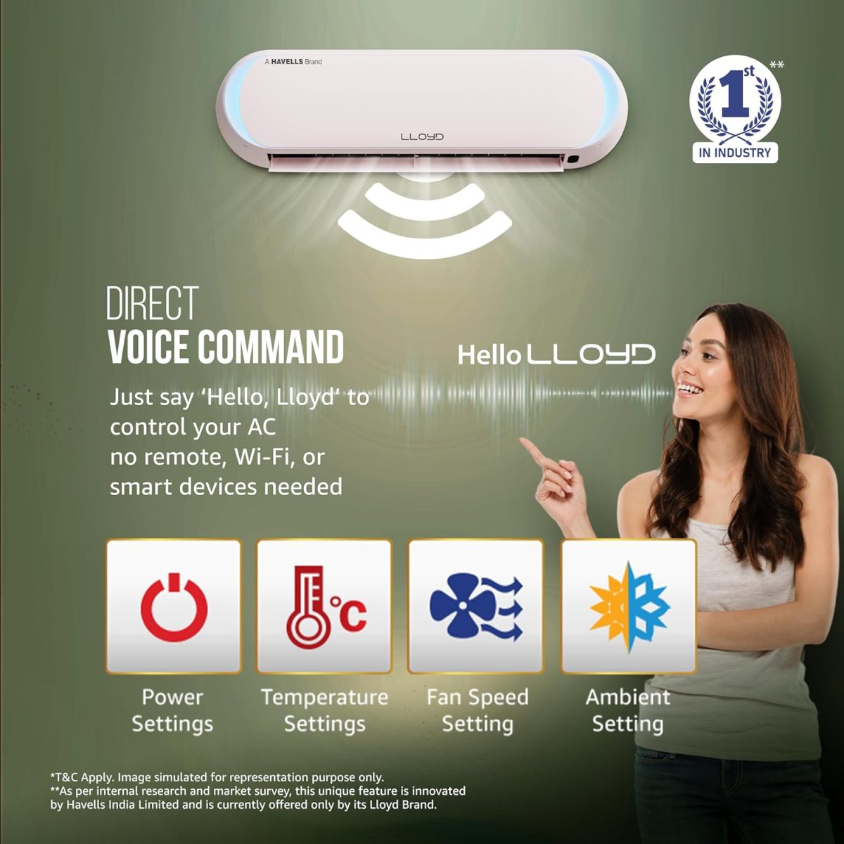 Lloyd Stellar Art 1.5 Ton 5 Star Wi-Fi Inverter Split AC (6 in 1 Expandable, Mood Lighting, In-Built Air Purifier, Direct Voice Command, Copper, White & Blush Pink, New Launch GLS18V5FBGST) - Image 8