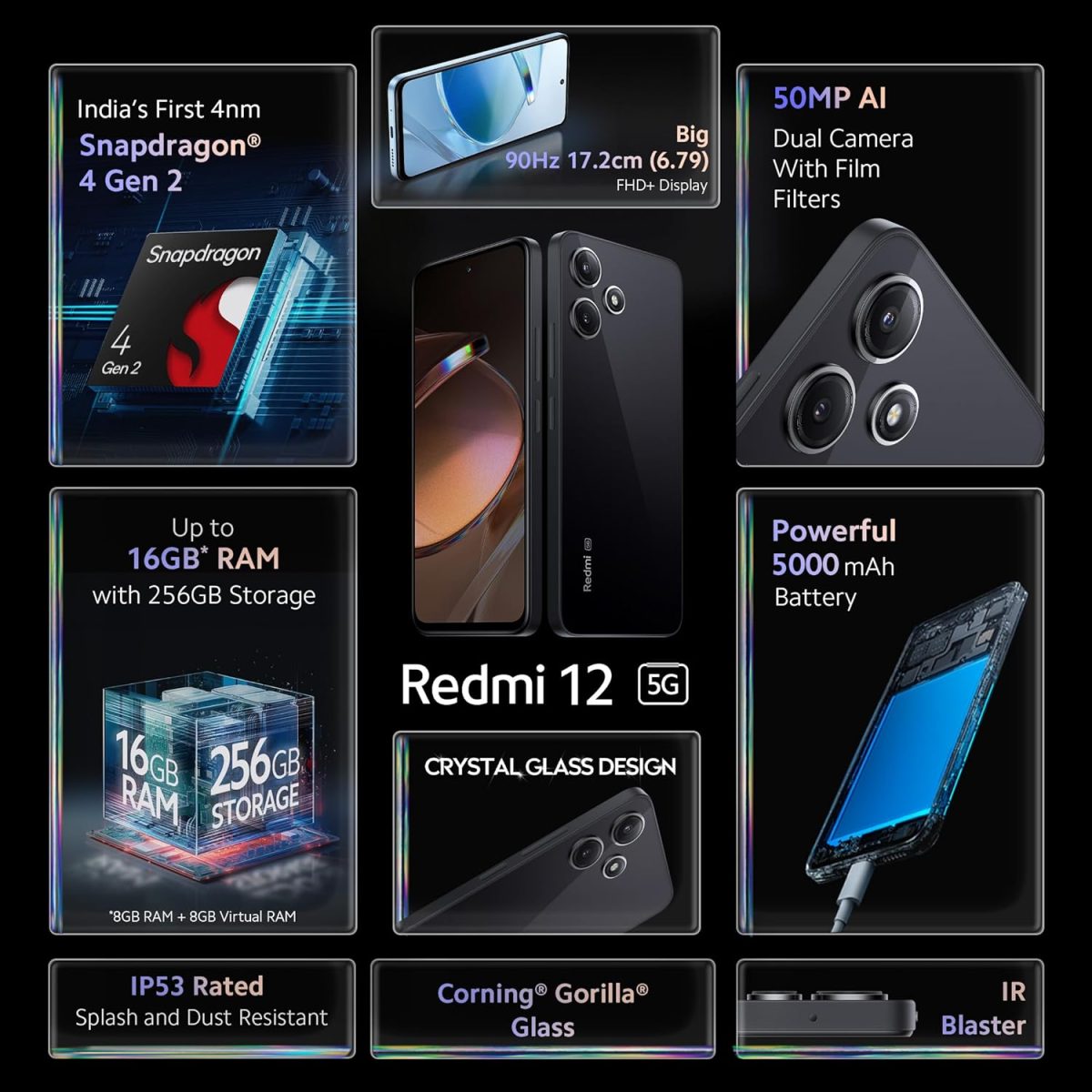 Redmi 12 5G Jade Black 6GB RAM 128GB ROM - Image 2