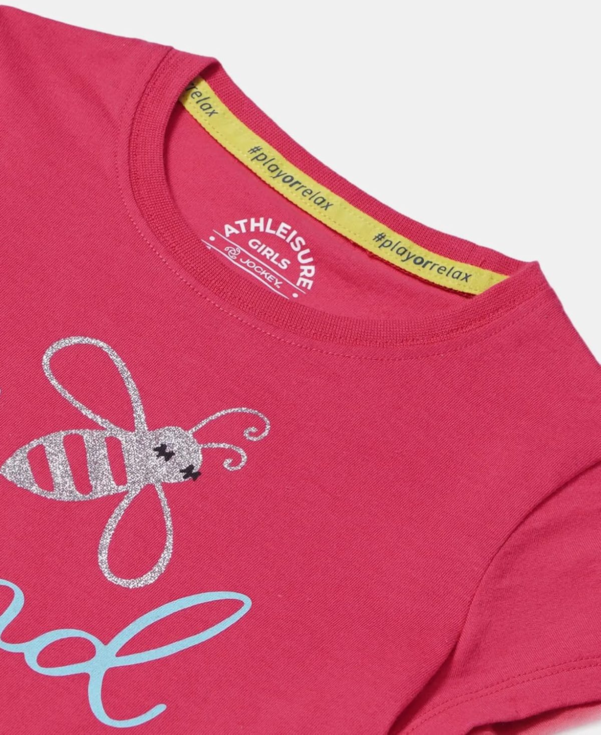 Jockey AG01 Girl's Super Combed Cotton Regular Fit Graphic Printed T-Shirt (Prints May Vary) - Image 3