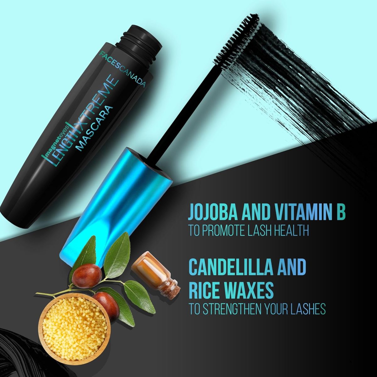 FACES CANADA Magneteyes Length Xtreme Mascara - Black, 8g | Volumizes Lashes | Waterproof | Quick Drying | Long Wear | Intense Black Finish | Lightweight | Enriched With Jojoba Oil & Vitamin E - Image 4