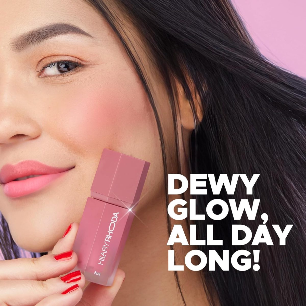 Hilary Rhoda Blush Love | Highly Pigmented Liquid Blush & Super Dewy Finish | Built-in Sponge | All Day Wear & Buildable Formula | Leak-Proof - 6ml (Scandalous | Shade 06) - Image 4