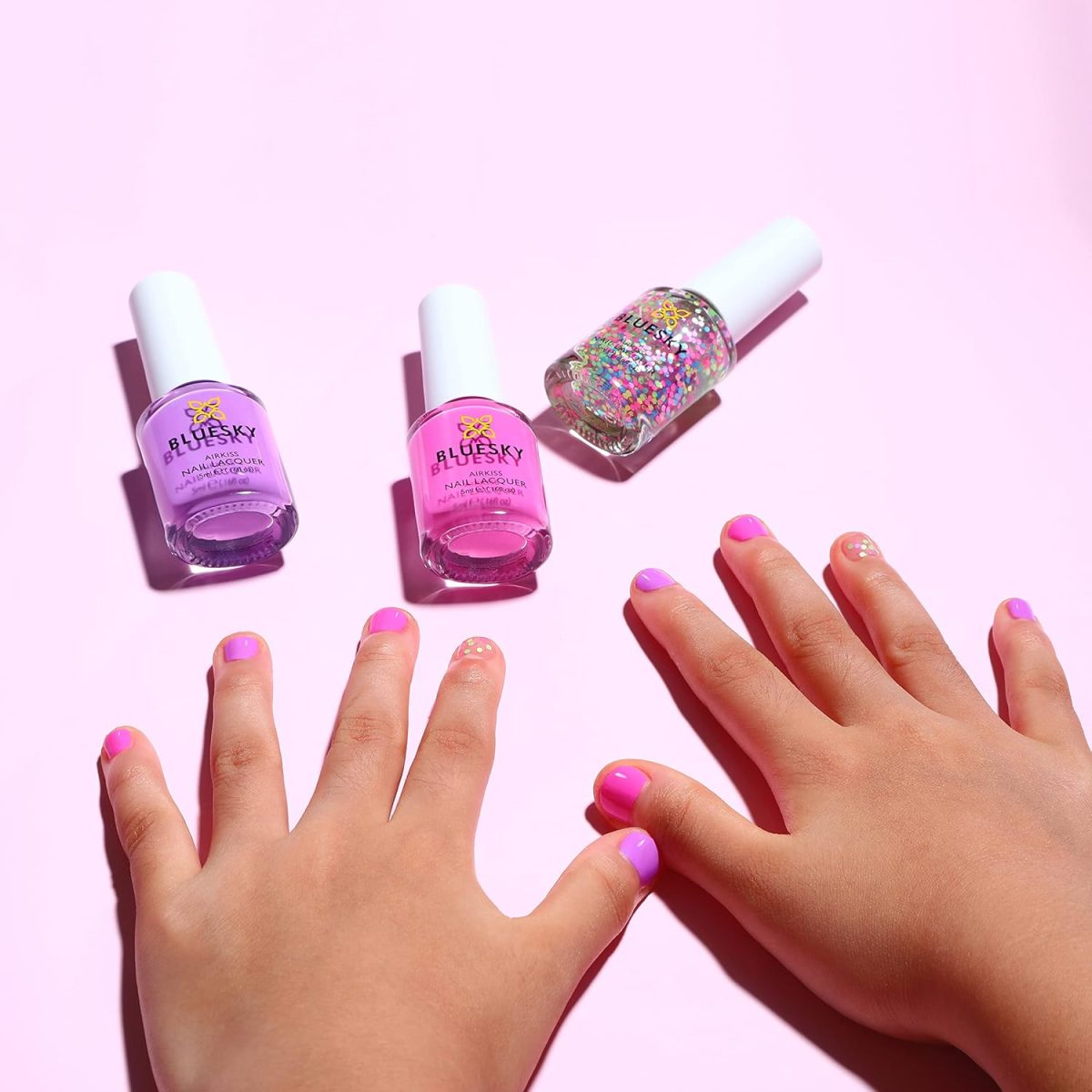 BLUESKY Kids Glossy Finish Nail Varnish Set Party Time Collection |Easy Peel-Off, Nail Polish For Kids,Gift Set,3 X 5Ml With Stickers - Image 3