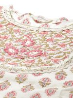 Divena Off white Cotton Straight Kurta Pant set with Dupatta - Image 2
