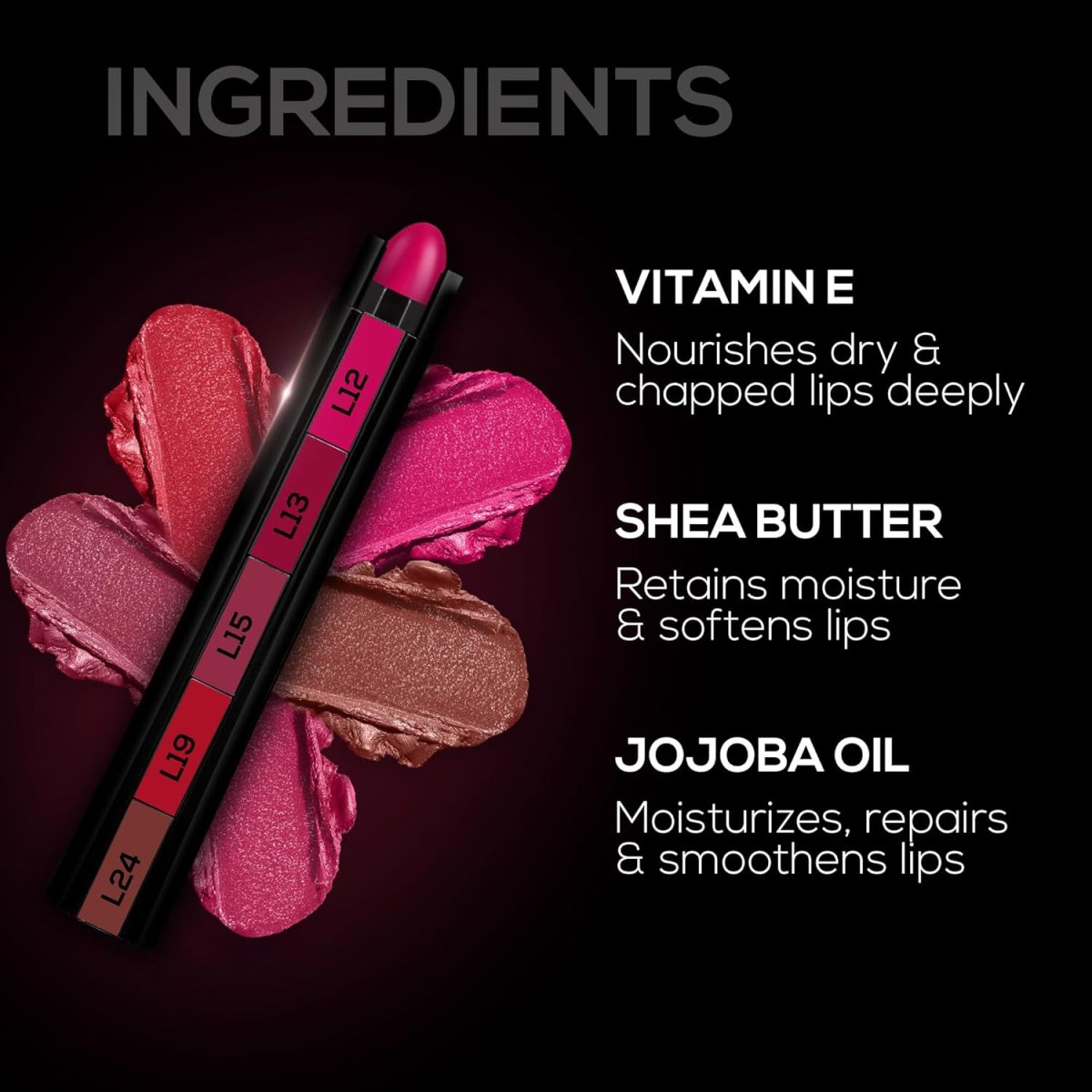 RENEE FAB 5 Glossy 5 in 1 Lipstick 7.5 Gm - Five Shades in One - Moisturizing & Nourishing, Long Lasting, Glossy Finish - Intense Color Payoff - Compact, Glides Smoothly with One-Stroke Application - Image 3