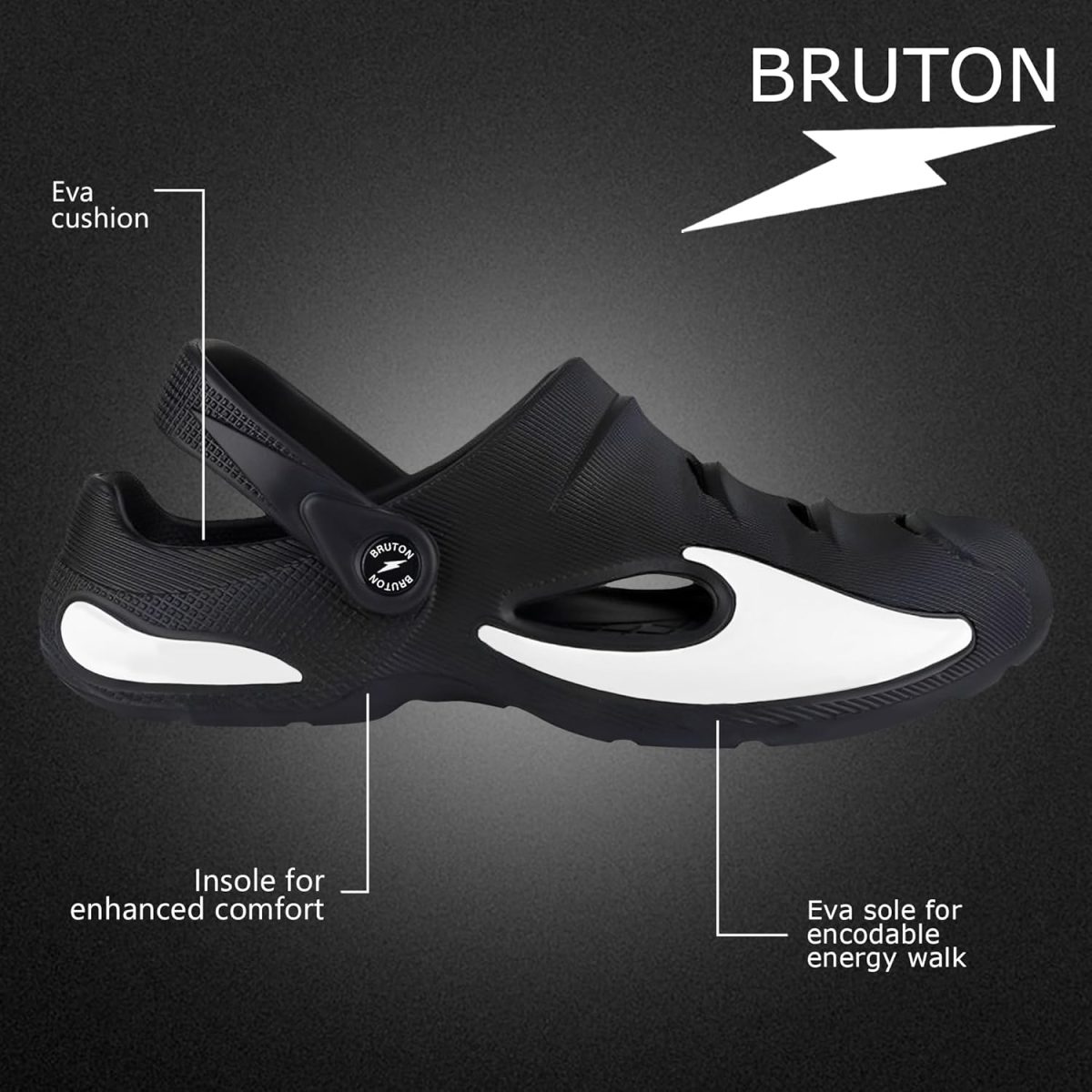 BRUTON Extra Soft Men's Classic Casual Sandals/Clogs Adjustable Back Strap | Lightweight | Stylish & Non-Slip | Waterproof & Everyday Mules for Men & Boys - Image 3