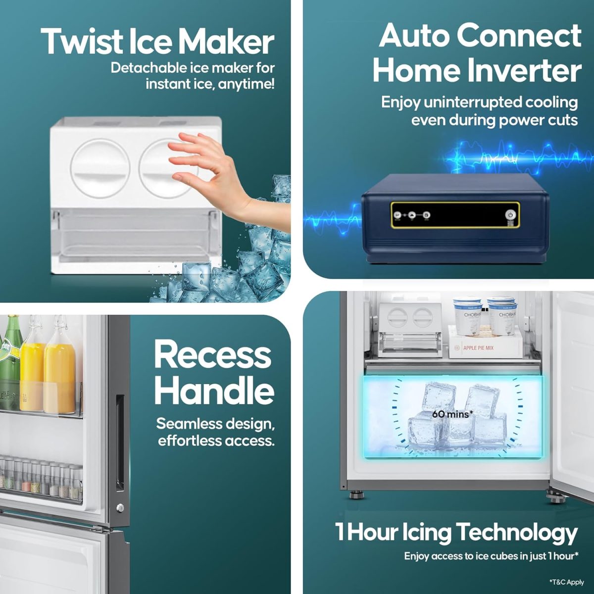 Haier 325 L, 3 Star, Convertible 14-in-1 Triple Inverter & Fan Motor Technology, with Display Frost Free Double Door Bottom Mount Refrigerator (HEB-333DS-P, Dazzle Steel) - Image 4