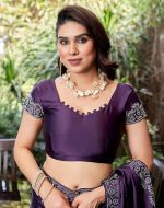 Yashika Women's Bollywood Satin Moss With Swarovski Stone Saree with Blouse |saree for Women | Silk Saree | New Sari | Latest Saree - Image 2