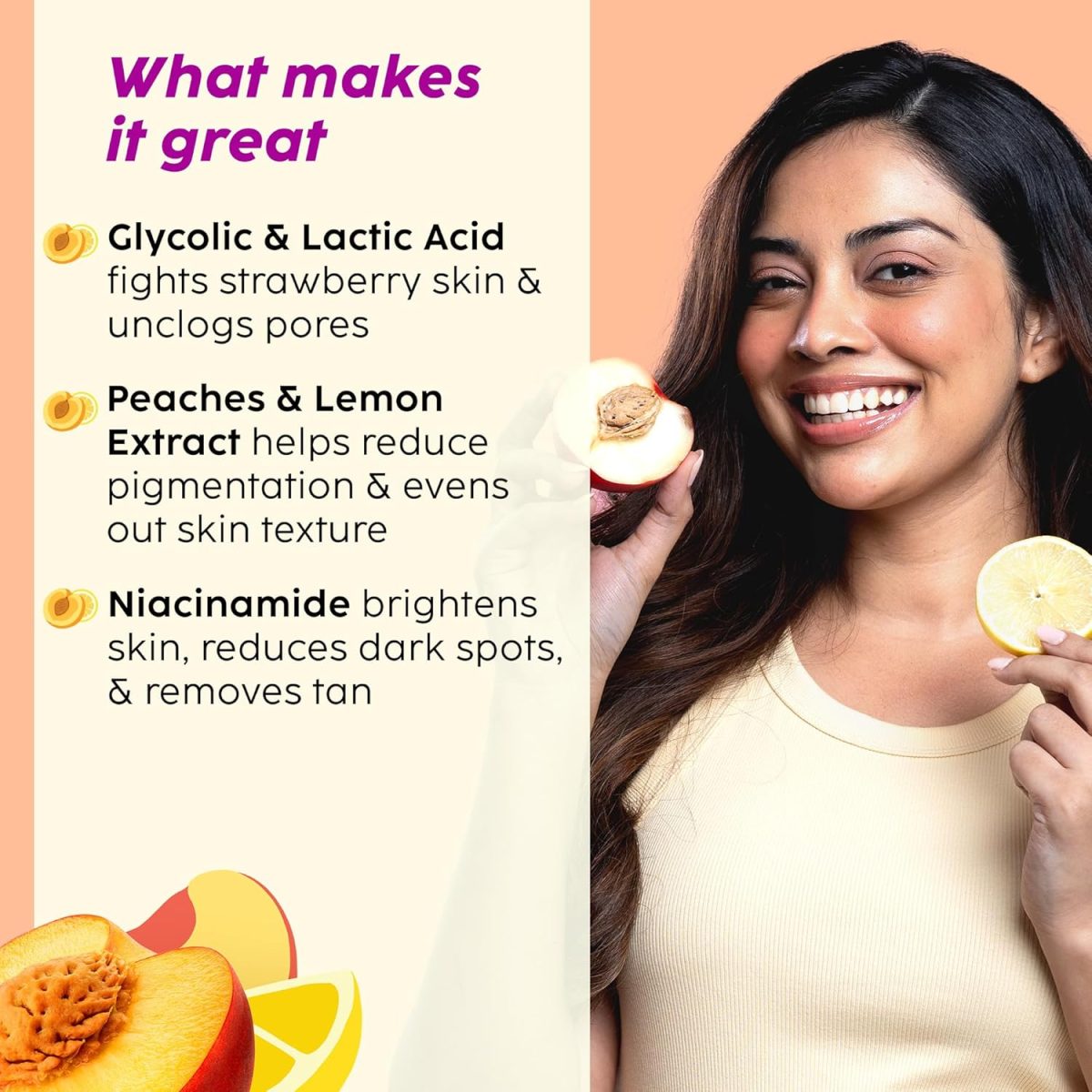 PLIX - THE PLANT FIX Peaches & Lemon Detan Bump Eraser Scrub (200g) | Removes Tan & Restores Skin’s Moisture, Reduces Dark Spots, Uneven Skin Tone, & Reveals Softer Smoother Skin - Image 3