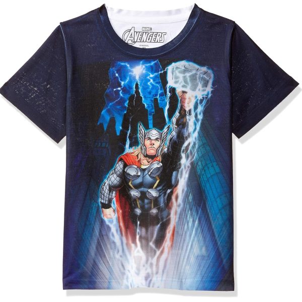Marvel Avengers by Wear Your Mind Boy's Plain Regular fit T-Shirt (DMA0016_Blue 13-14 Years)