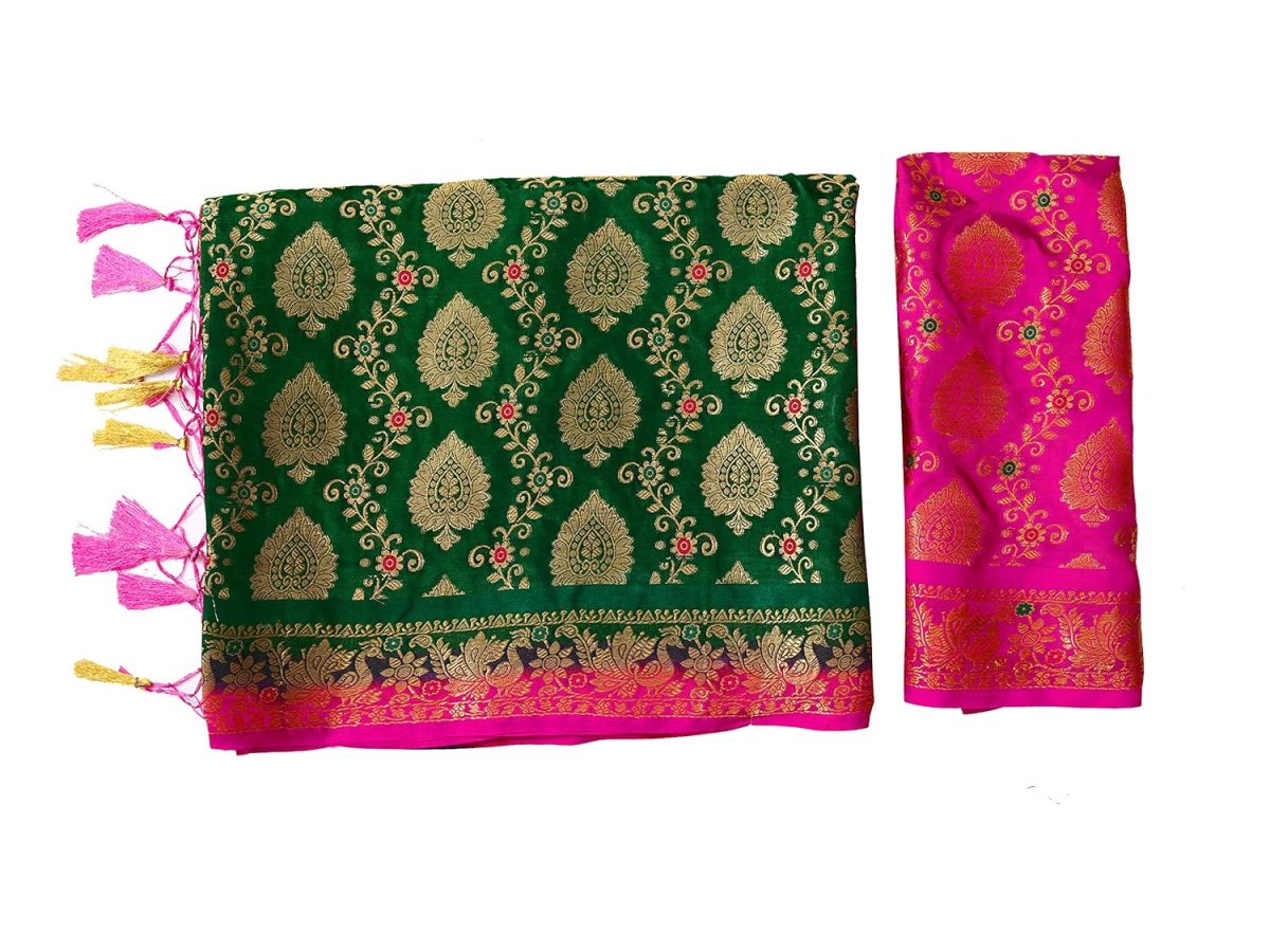 Mimosa Women's Kanchipuram Silk Saree With Unstitched Blouse Piece (4282-65-2D-Bgrn-Rni_Green) - Image 6