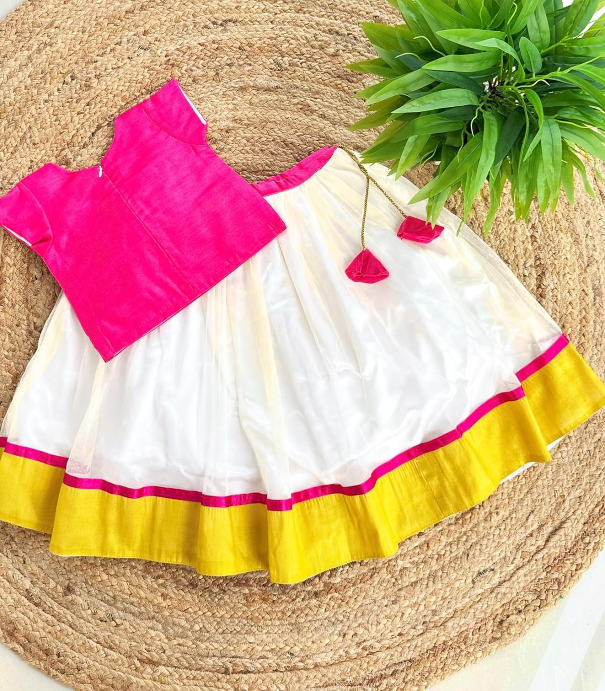 Stanwells Kids Baby Girls Cotton Silk Readymade Lehenga Choli Set | Traditional Embroidered South Indian Pattu Pavadai Ethnic Wear for Girls - Image 6