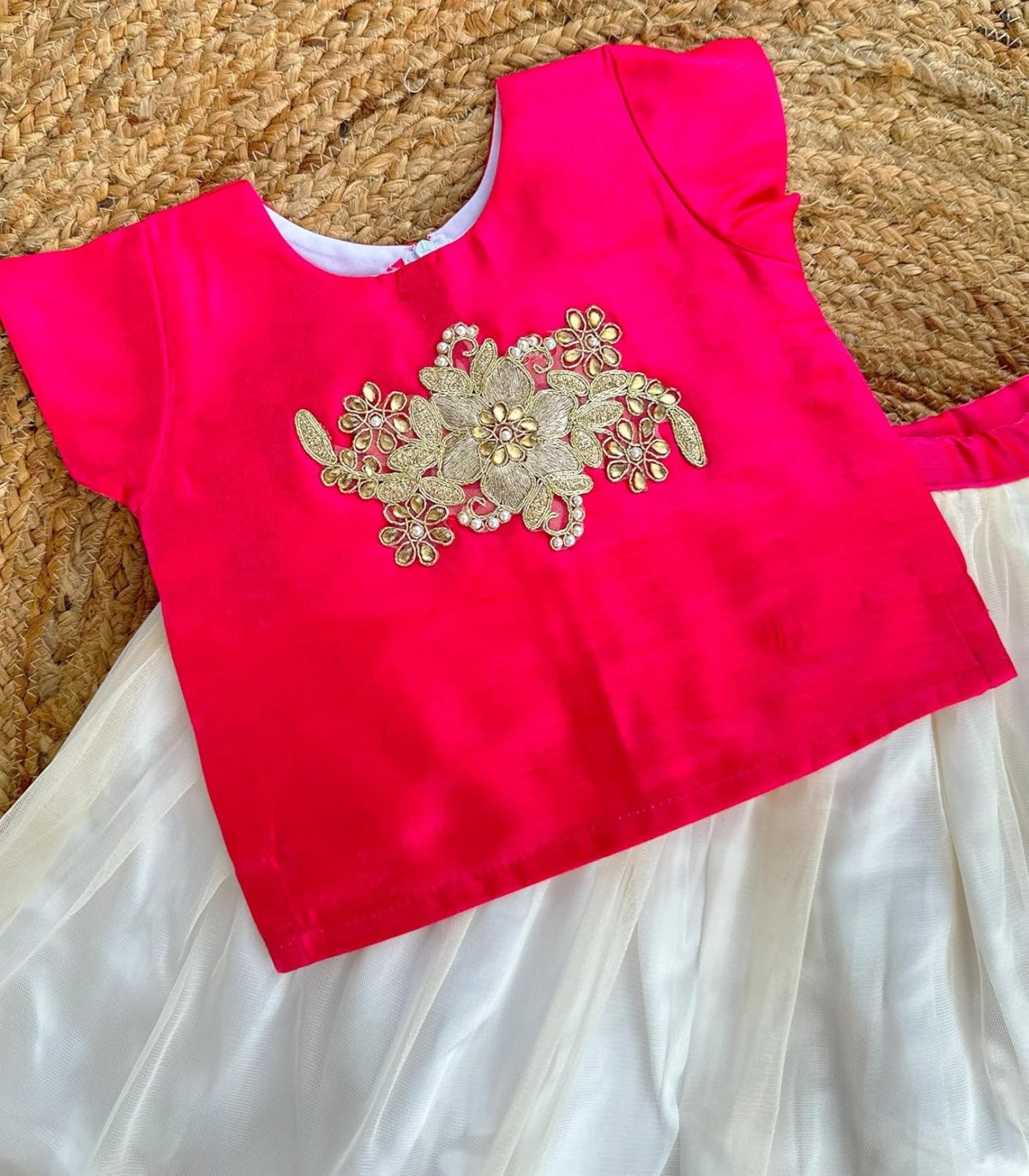Stanwells Kids Baby Girls Cotton Silk Readymade Lehenga Choli Set | Traditional Embroidered South Indian Pattu Pavadai Ethnic Wear for Girls - Image 3