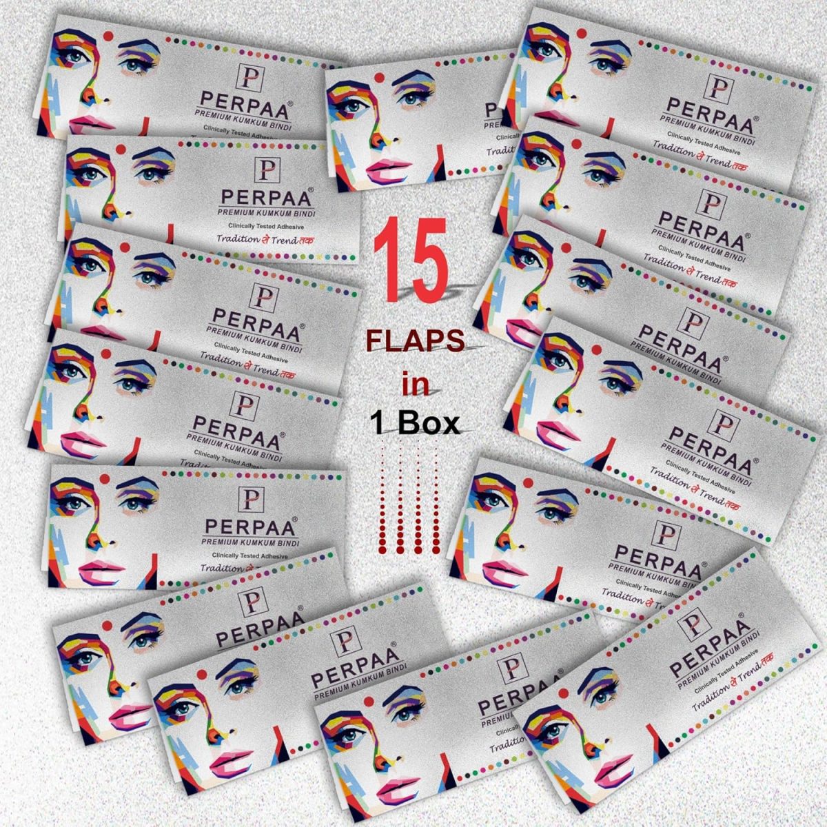 PERPAA Premium Velvet Sticker Kumkum Bindi Box of 15 Flaps with Different Size - Pottu for Women,Ladies, Girls (Black) - Image 4