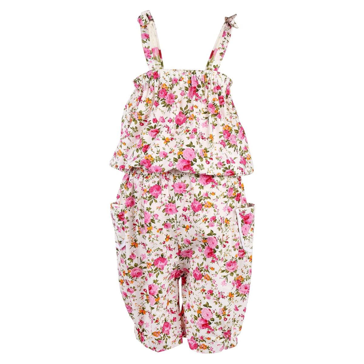 Arshia Fashions Knee Length Cotton Floral Jumpsuit for Girls - Image 2