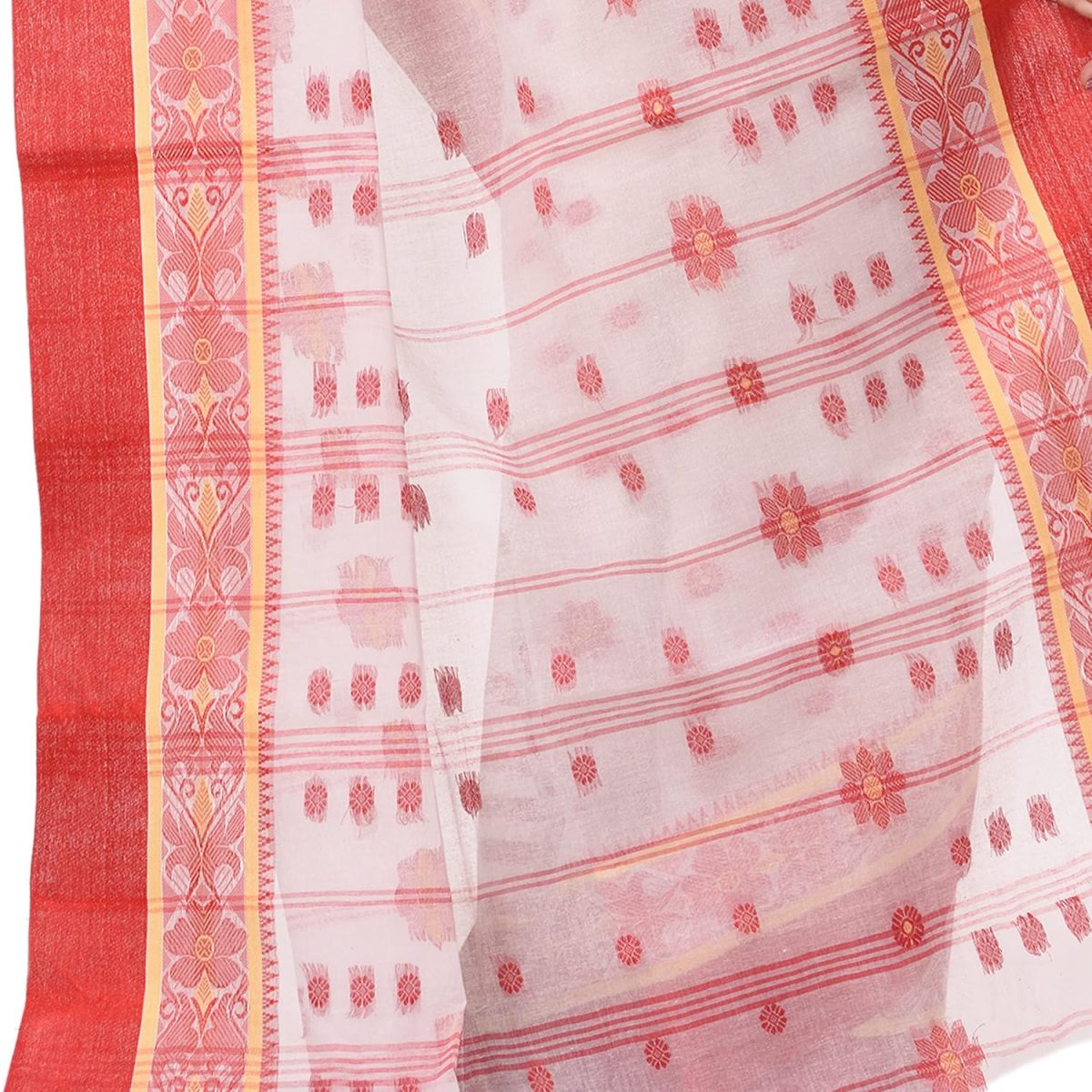 dB DESH BIDESH Women`s Cotton Saree Handloom Sarees For Women Cotton Tant Cotton Sarees For Women Phulkoli Design Handloom Sarees For Women Cotton Without Blouse Piece - Image 4