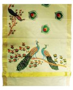 YETTALAN® Women's Mural Printed Kerala Gold Tissue Saree with Running Blouse - Image 3