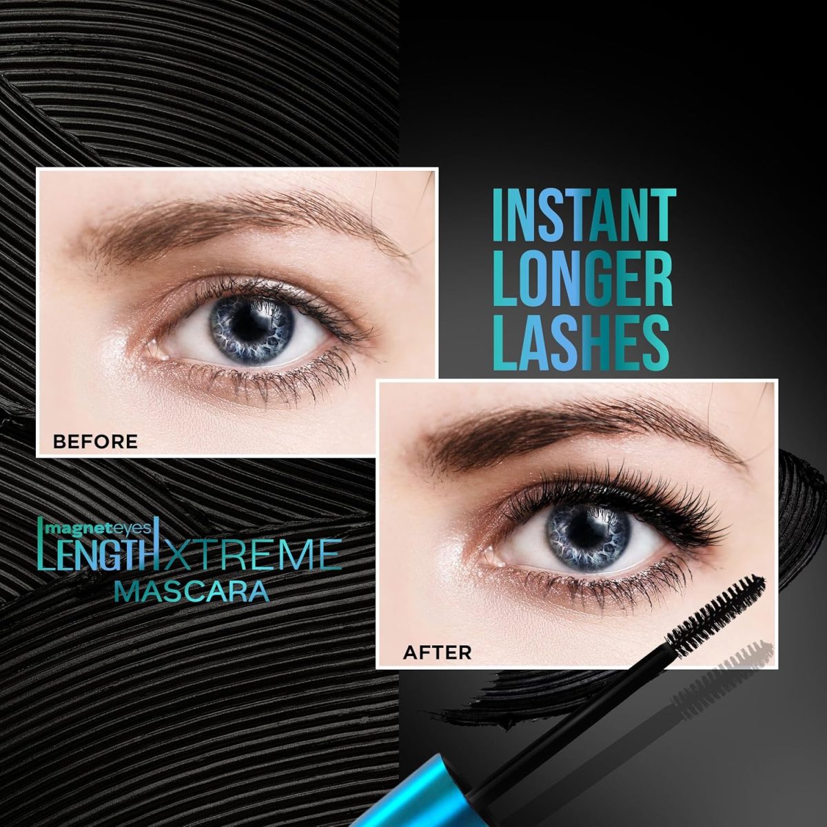 FACES CANADA Magneteyes Length Xtreme Mascara - Black, 8g | Volumizes Lashes | Waterproof | Quick Drying | Long Wear | Intense Black Finish | Lightweight | Enriched With Jojoba Oil & Vitamin E - Image 2