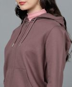Alan Jones Clothing Women's Solid Zipper Hooded Sweatshirt | Front Zip, Ribbed Hem, Lined Hood, Casual Winter Wear - Image 4