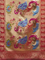 SWARON Women's Silk Blend Paithani Jacquard Work Saree with Unstitched Blouse Piece - Image 8