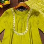 Yashika Women's Silk Blend Jacquard Kurta and Pant with Dupatta Set and Khatali Work Suitable For Every Indian Occasion - Image 8
