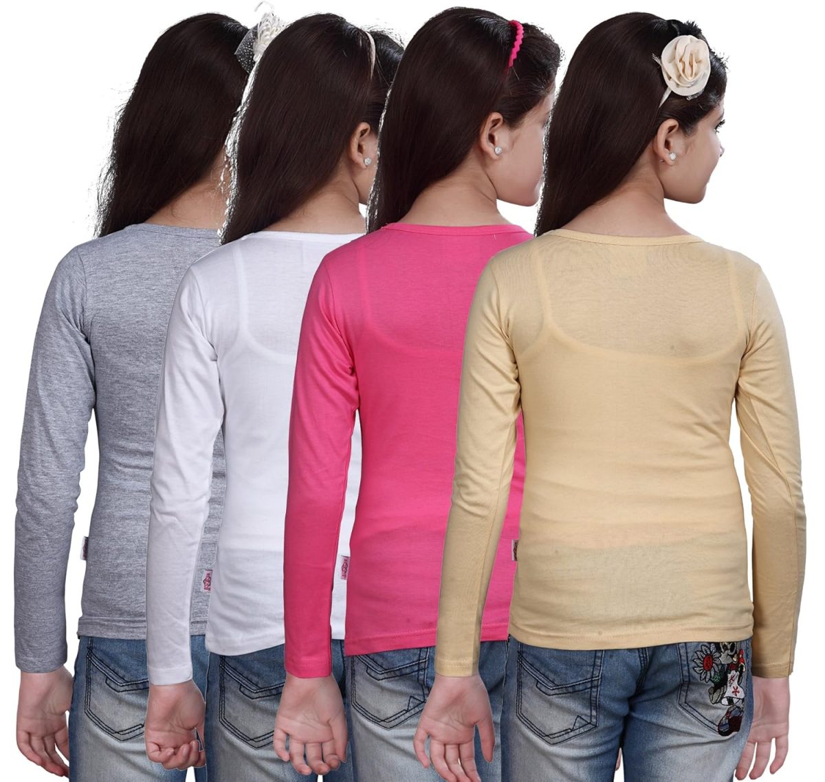 SINI MINI Sinimini Girls Plain Full Sleeve Girls top (Pack of 4) - Image 3
