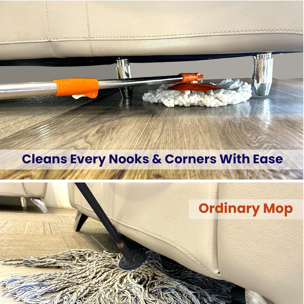 Chakaachak ECO Spin Bucket MOP with 4 Wheels,Bucket Floor Cleaning, Easy Wheels & Cleaning Mop with Bucket, pocha for Floor Cleaning, Mopping Set. - Image 6